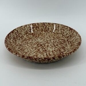Friendship Pottery Roseville Ohio Brown Spongeware Bowl 9.5 Inch USA Made